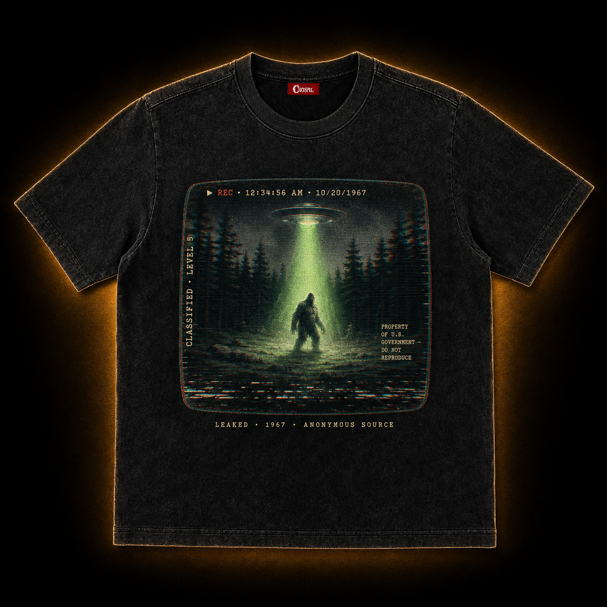 Leaked Footage 1967 — Classified VHS Cryptid Washed T-Shirt