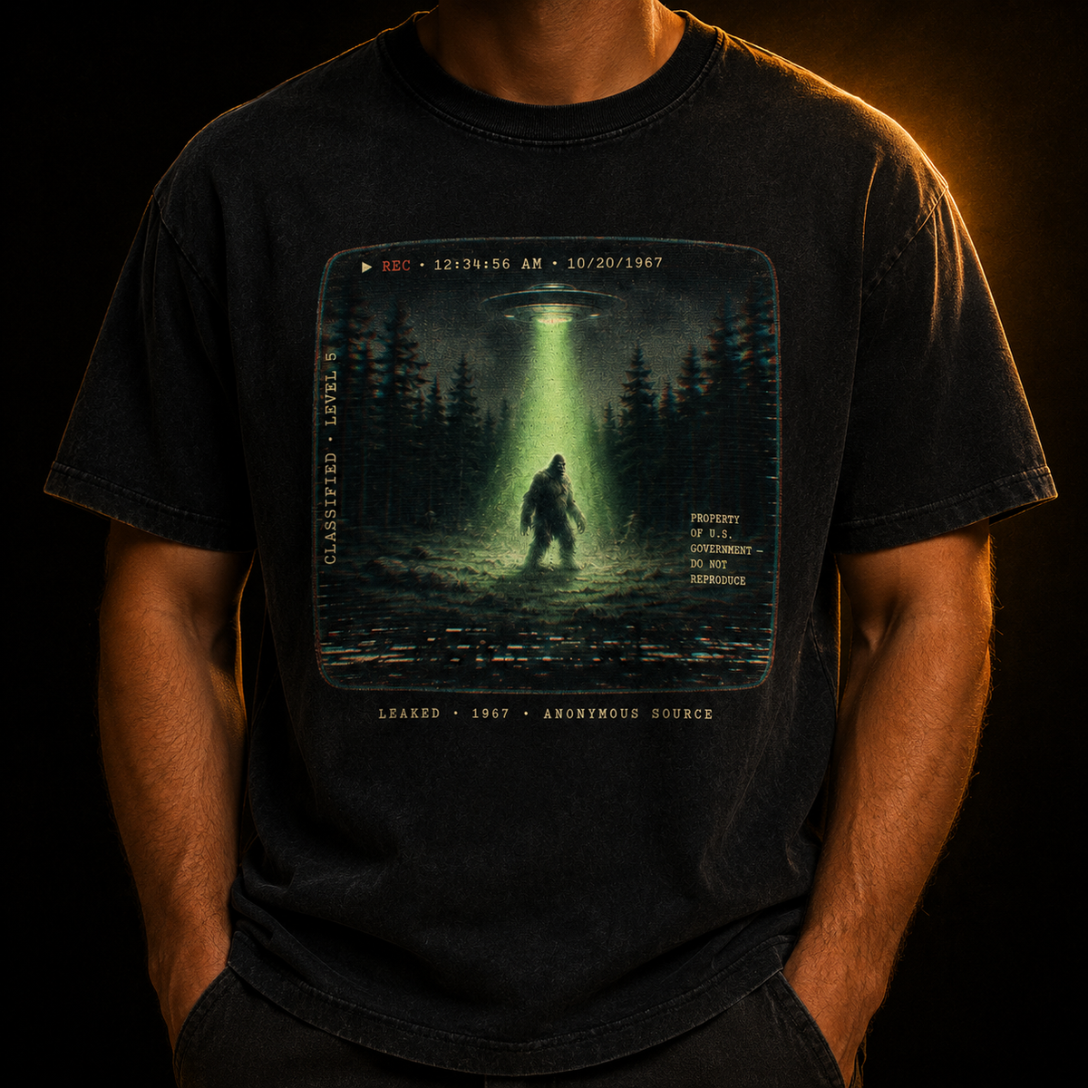Leaked Footage 1967 — Classified VHS Cryptid Washed T-Shirt