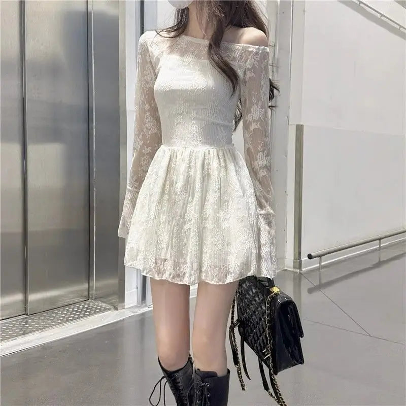 Lace Woman Long Sleeve Dress Full Kpop Loose Hot on Promotion Curvy Harajuku Thic Korean Style Fashion Holiday Dresses for Women