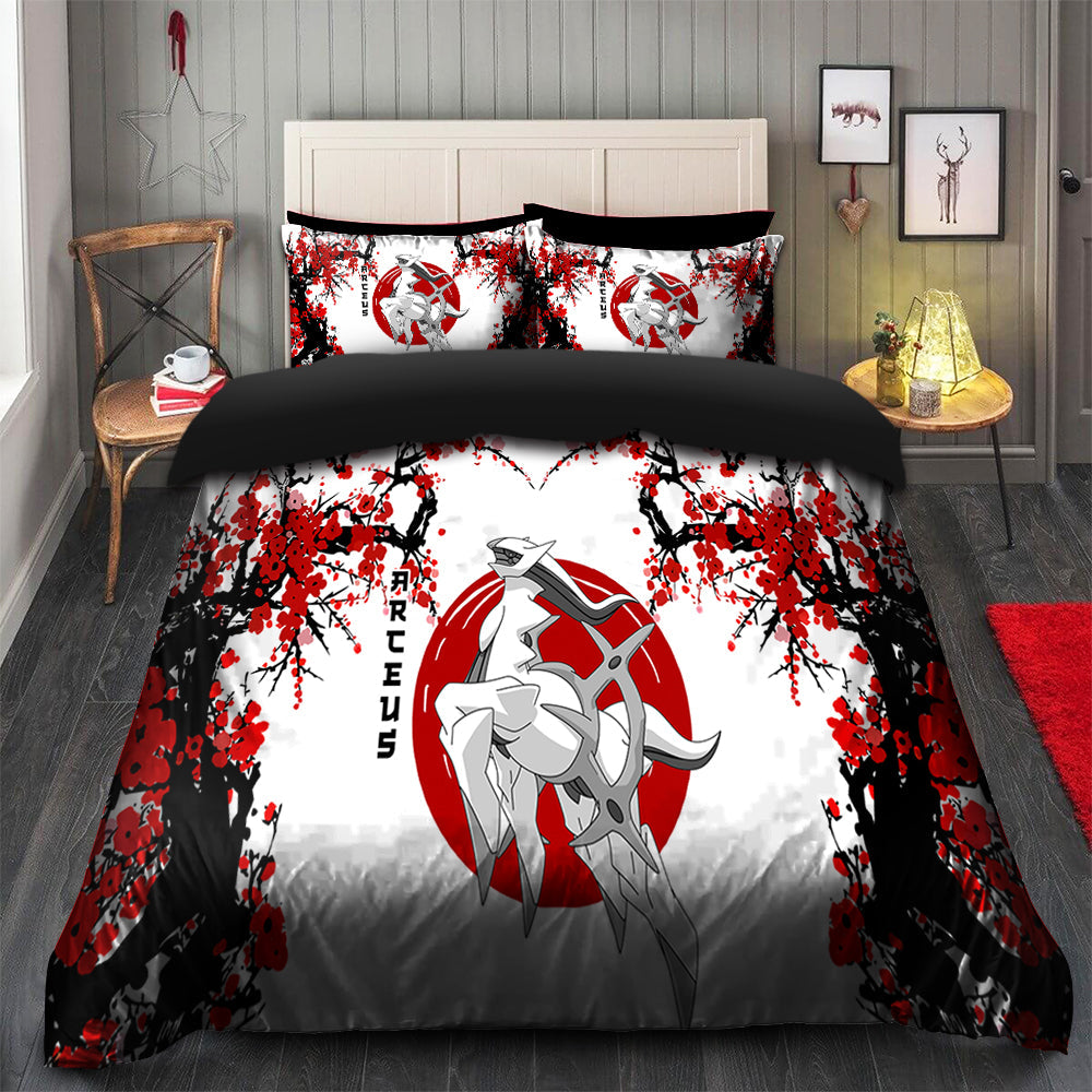 Arceus Pokemon Duvet Cover Bedding Set with 2 Pillowcases