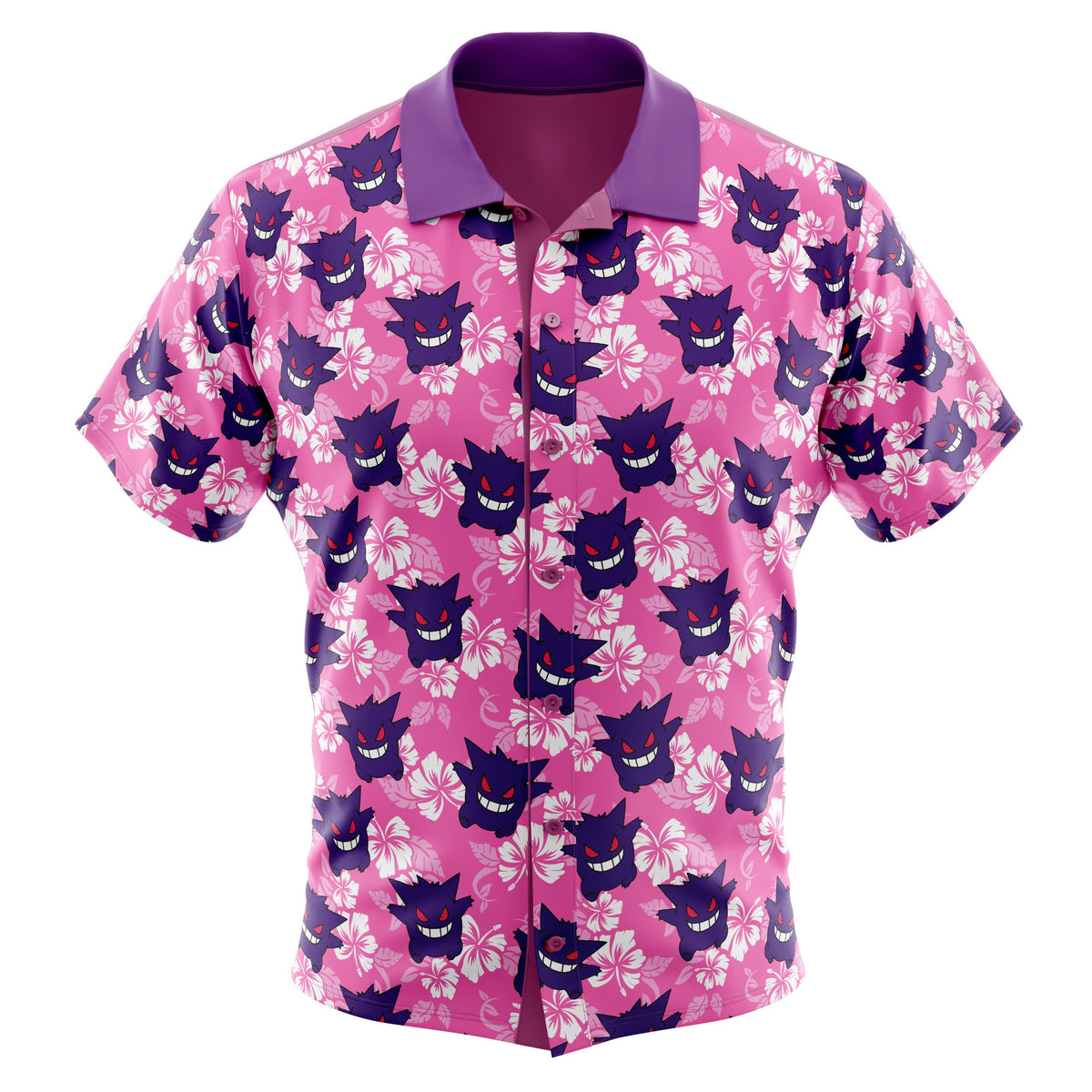 Gengar Pokemon Button Up Hawaiian Shirt