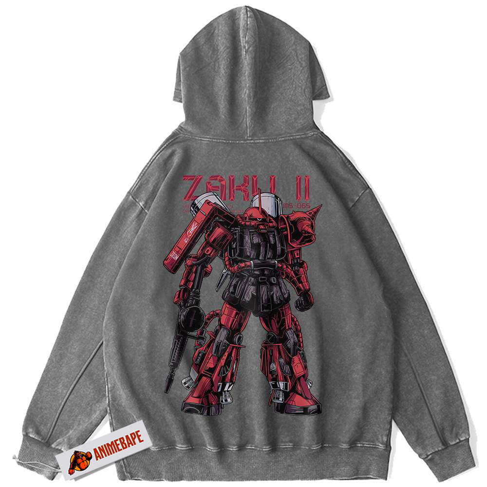 Gundam MS-06S Zaku II Anime Vintage Hoodie for Fans and Collectors