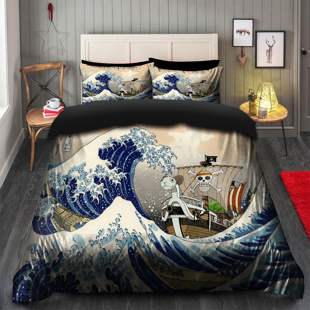 Japanese Art One Piece The Great Wave Bedding Set Duvet Cover with 2 Pillowcases