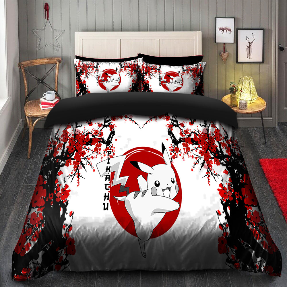 Pikachu Bedding Set Japan Style Duvet Cover with 2 Pillowcases